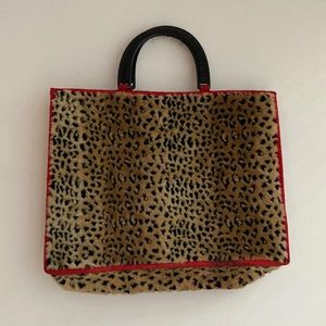 Faux Fur Animal Print Tote Lined Bag